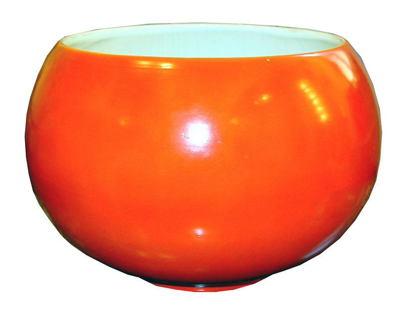 Vaso in ceramica Design Rosso circolare del XX Secolo Opera d'arte esemplare - Robertaebasta® Art Gallery opere d’arte esclusive.